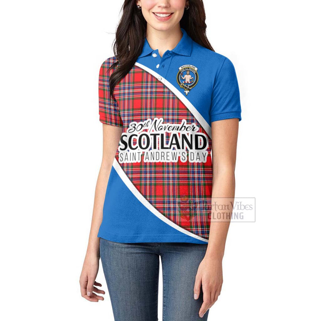 Tartan Vibes Clothing MacFarlane (McFarlane) Family Crest Tartan Women's Polo Shirt Celebrate Saint Andrew's Day in Style