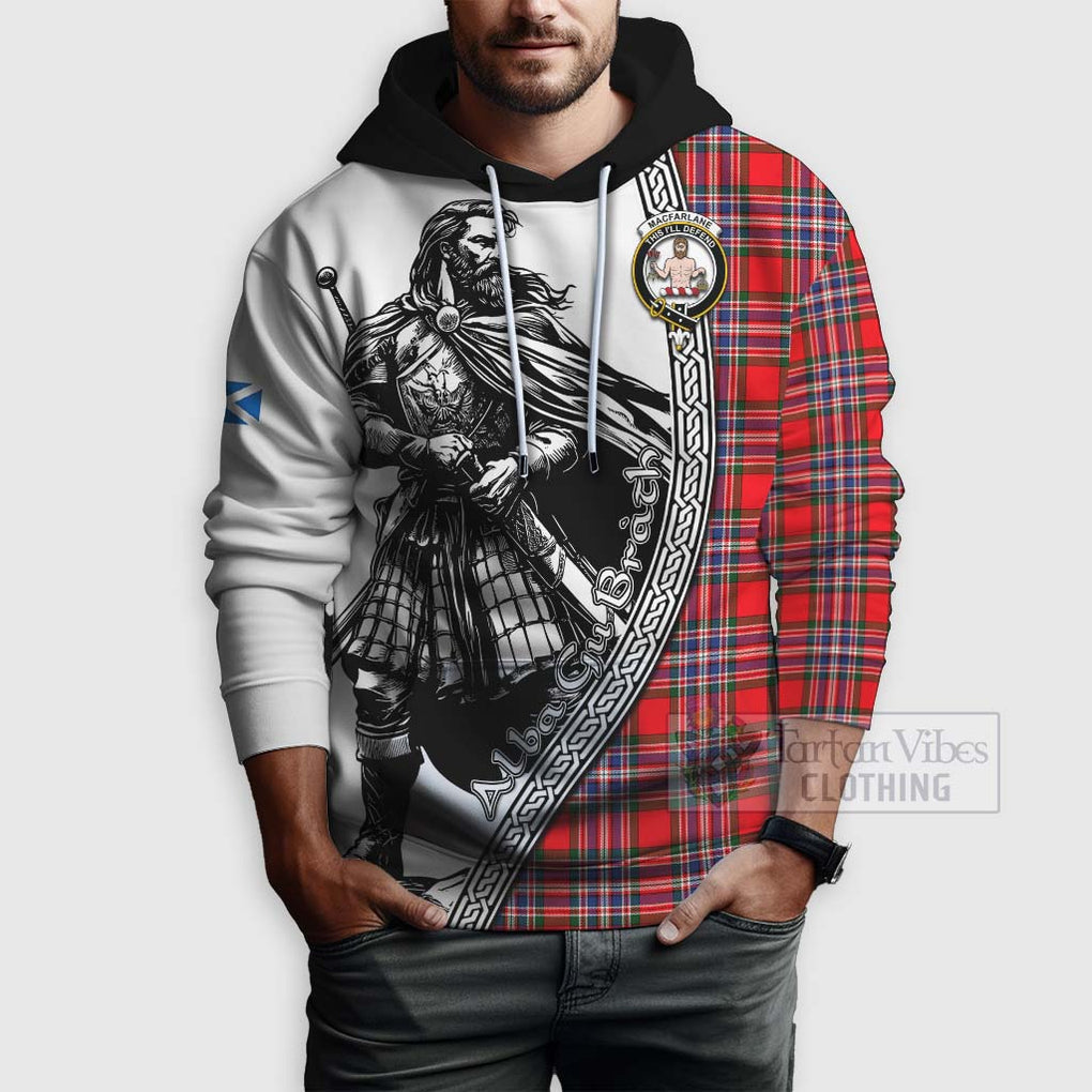 Tartan Vibes Clothing MacFarlane (McFarlane) Tartan Clan Crest Hoodie with Highlander Warrior Celtic Style