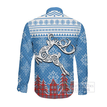 MacFarlane (McFarlane) Clan Christmas Long Sleeve Button Shirt Celtic Reindeer Style