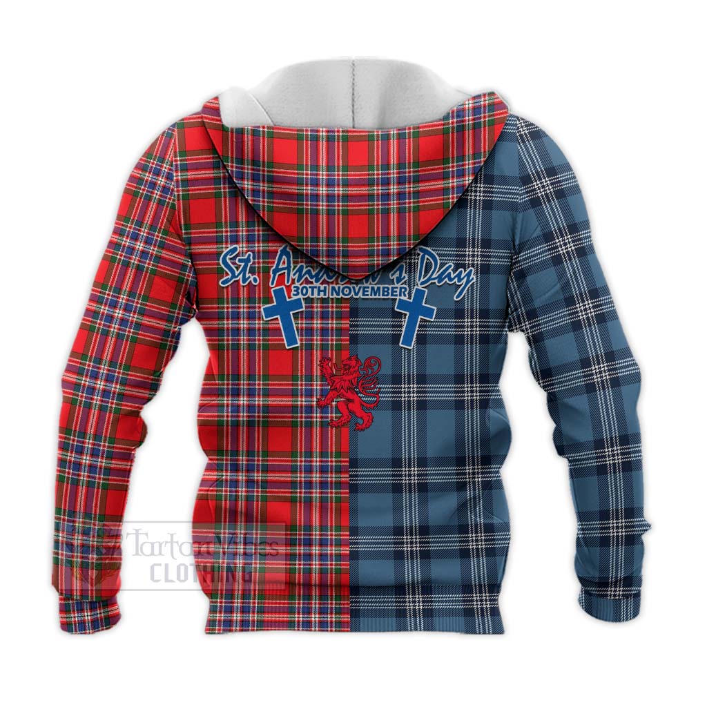 Tartan Vibes Clothing MacFarlane (McFarlane) Tartan Knitted Hoodie Happy St. Andrew's Day Half Tartan Style