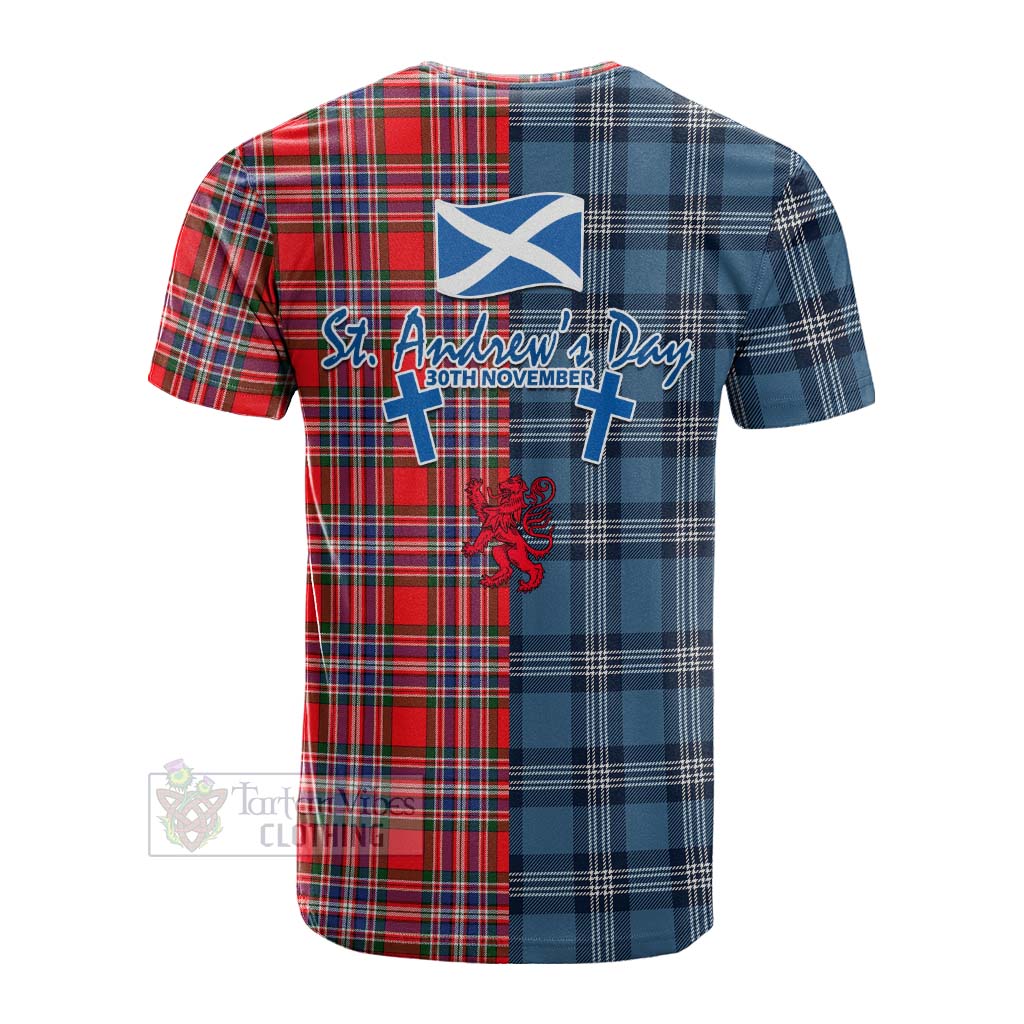 Tartan Vibes Clothing MacFarlane (McFarlane) Tartan Cotton T-shirt Happy St. Andrew's Day Half Tartan Style