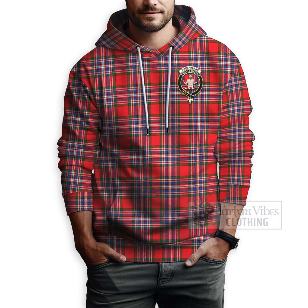 Tartan Vibes Clothing MacFarlane (McFarlane) Tartan Hoodie with Family Crest Celtic Skull Style