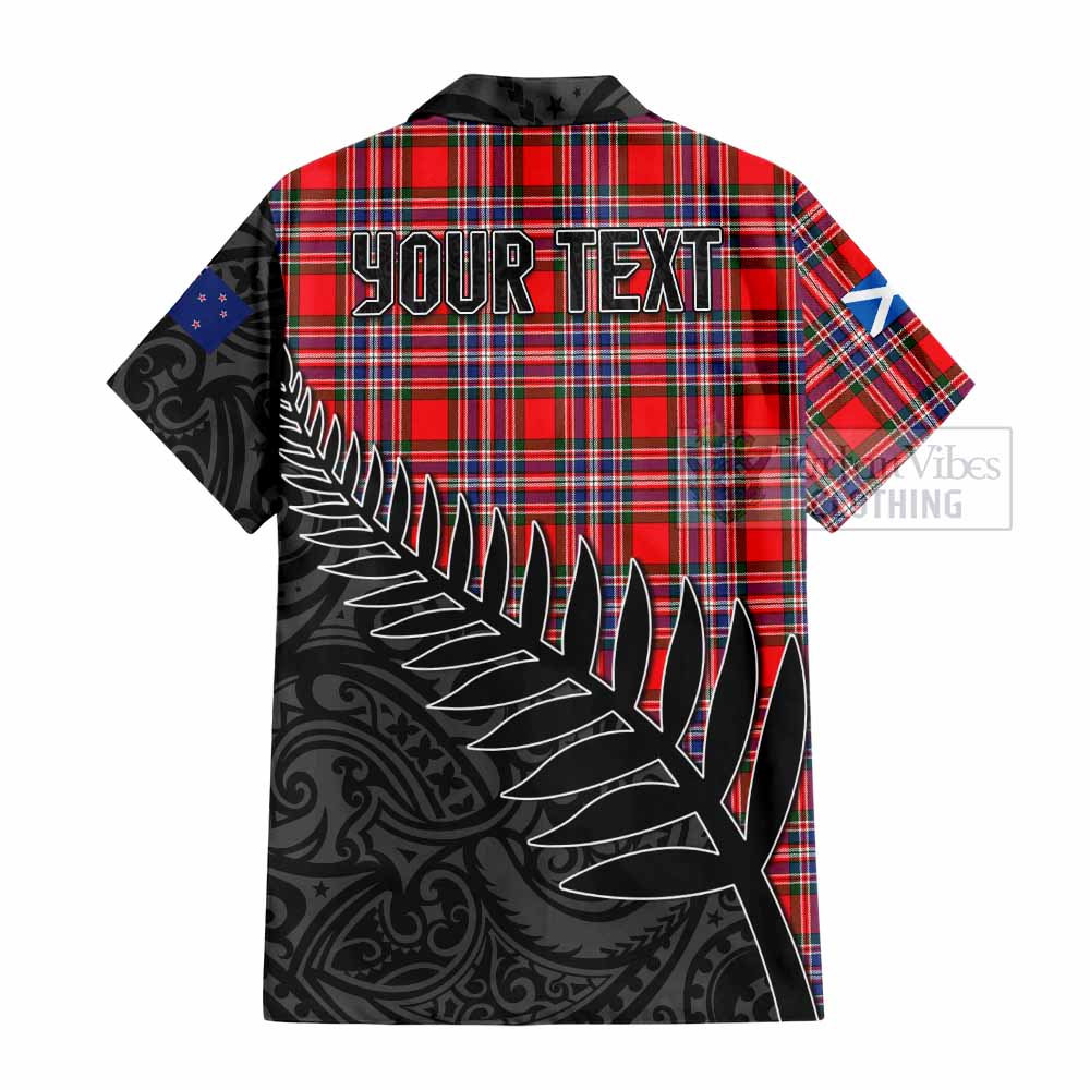 Tartan Vibes Clothing MacFarlane (McFarlane) Crest Tartan Short Sleeve Button Shirt with New Zealand Silver Fern Half Style