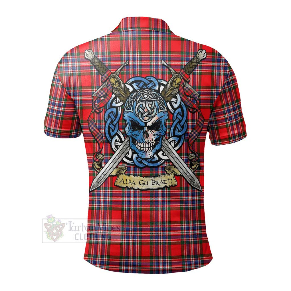 Tartan Vibes Clothing MacFarlane (McFarlane) Tartan Polo Shirt with Family Crest Celtic Skull Style