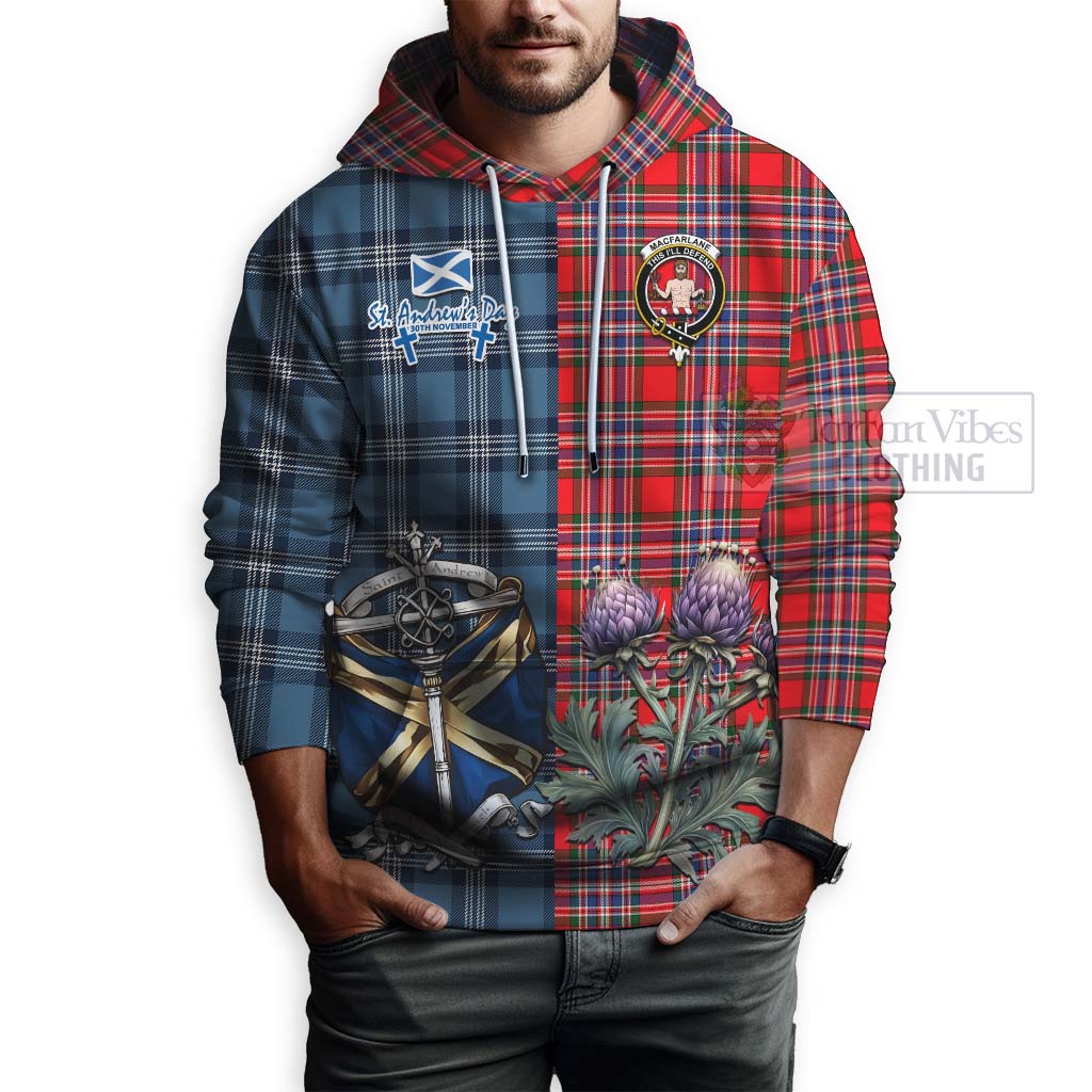 Tartan Vibes Clothing MacFarlane (McFarlane) Tartan Hoodie Happy St. Andrew's Day Half Tartan Style