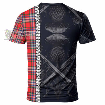 MacFarlane (McFarlane) Tartan T-Shirt with Family Crest Cross Sword Thistle Celtic Vibes