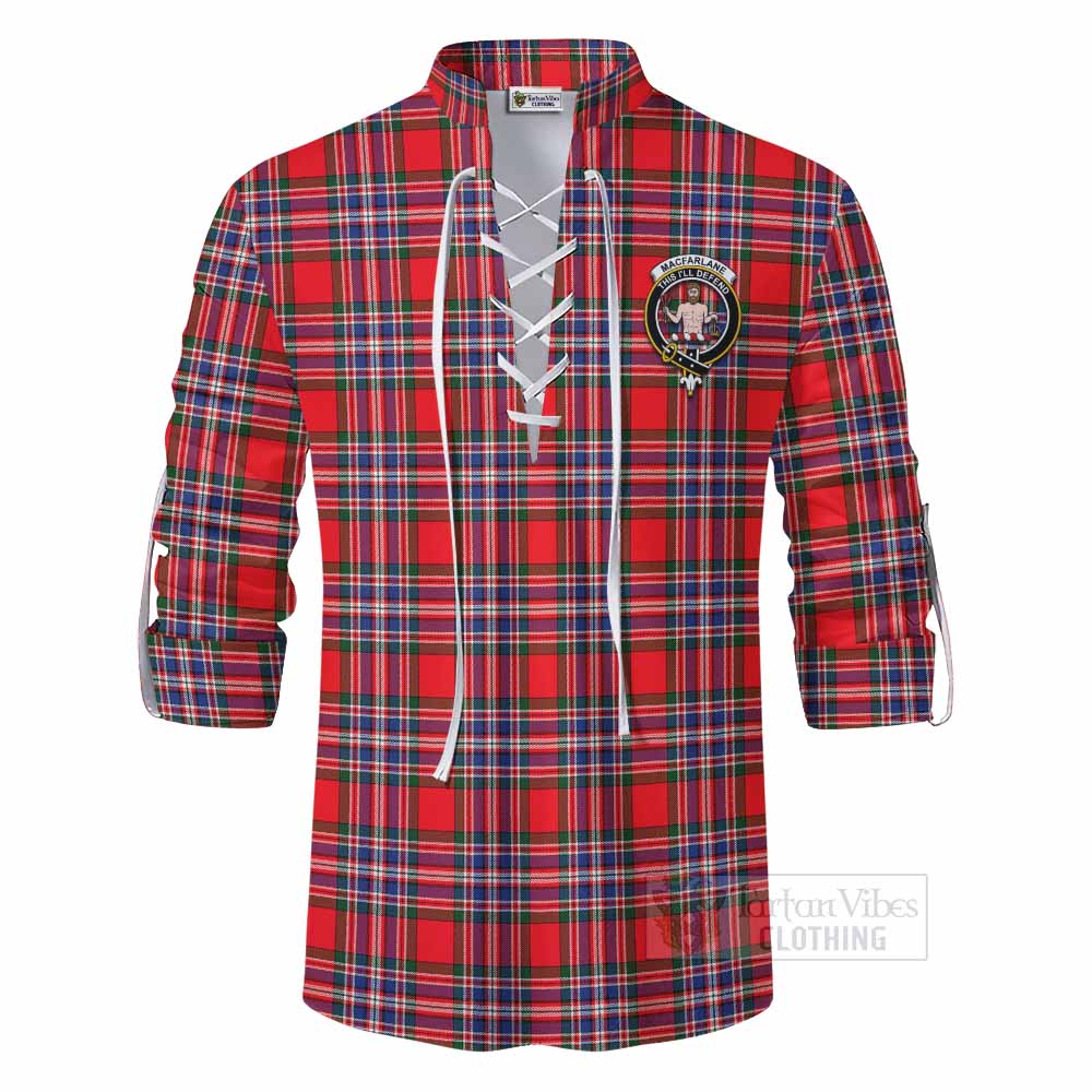 MacFarlane (McFarlane) Tartan Ghillie Kilt Shirt with Family Crest DNA In Me Style - Tartan Vibes Clothing