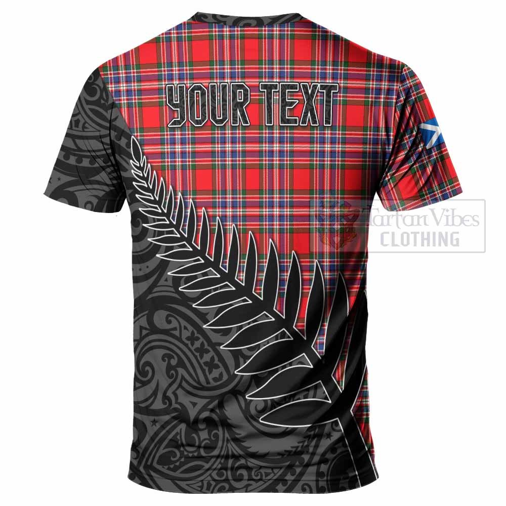 Tartan Vibes Clothing MacFarlane (McFarlane) Crest Tartan T-Shirt with New Zealand Silver Fern Half Style