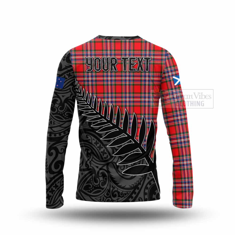 Tartan Vibes Clothing MacFarlane (McFarlane) Crest Tartan Long Sleeve T-Shirt with New Zealand Silver Fern Half Style