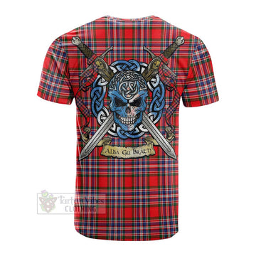 MacFarlane (McFarlane) Tartan Cotton T-shirt with Family Crest Celtic Skull Style