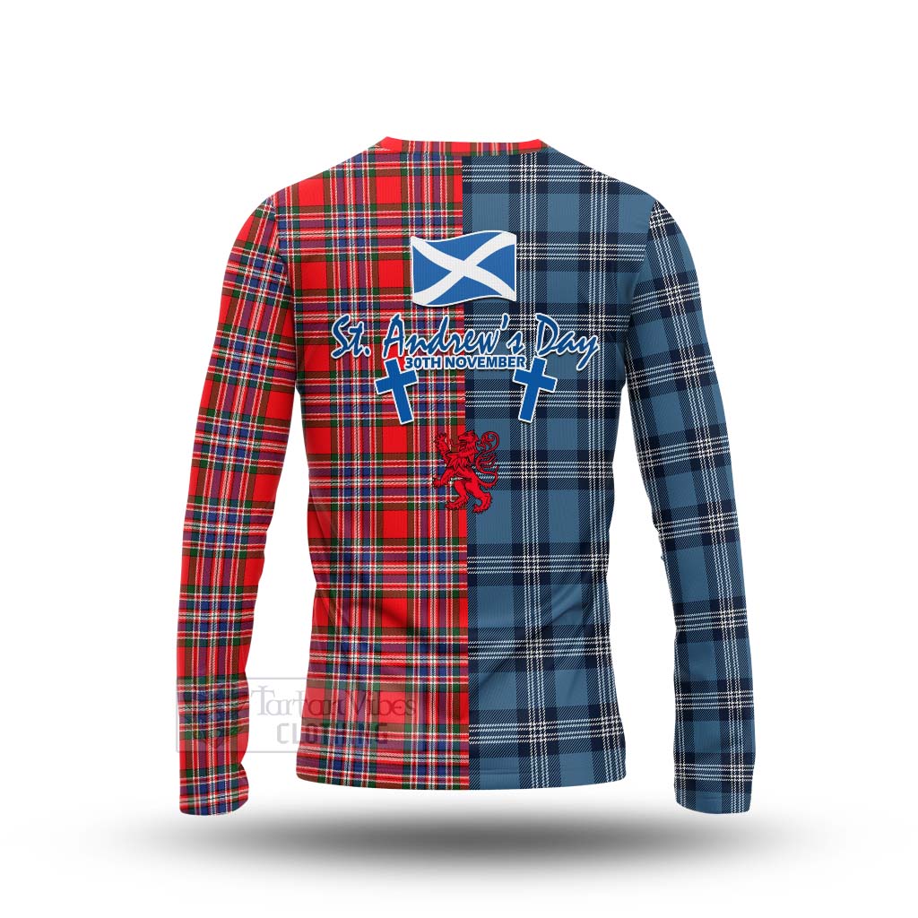 Tartan Vibes Clothing MacFarlane (McFarlane) Tartan Long Sleeve T-Shirt Happy St. Andrew's Day Half Tartan Style