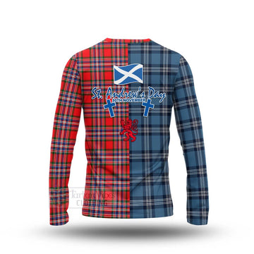 MacFarlane (McFarlane) Tartan Long Sleeve T-Shirt Happy St. Andrew's Day Half Tartan Style