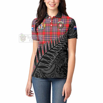 MacFarlane (McFarlane) Crest Tartan Women's Polo Shirt with New Zealand Silver Fern Half Style