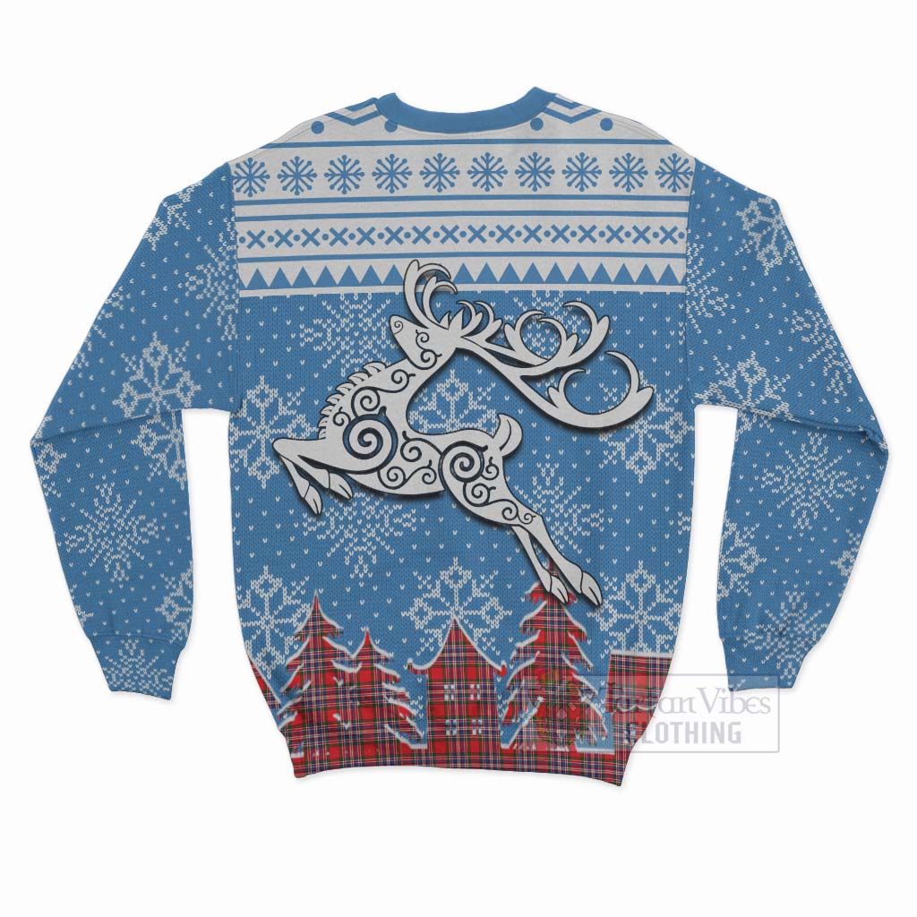 Tartan Vibes Clothing MacFarlane (McFarlane) Clan Christmas Sweatshirt Celtic Reindeer Style