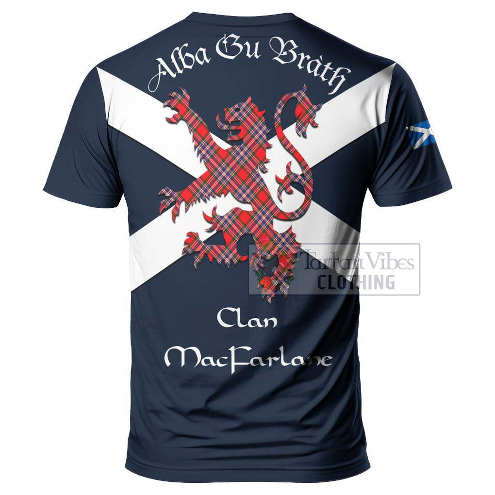 Tartan Vibes Clothing MacFarlane (McFarlane) Tartan Lion Rampant T-Shirt – Proudly Display Your Heritage with Alba Gu Brath and Clan Name