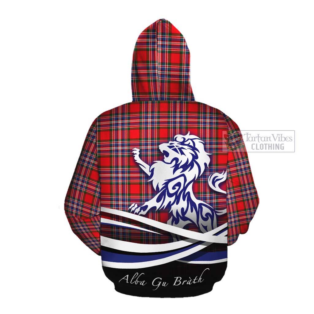 Tartan Vibes Clothing MacFarlane (McFarlane) Tartan Cotton Hoodie with Alba Gu Brath Regal Lion Emblem