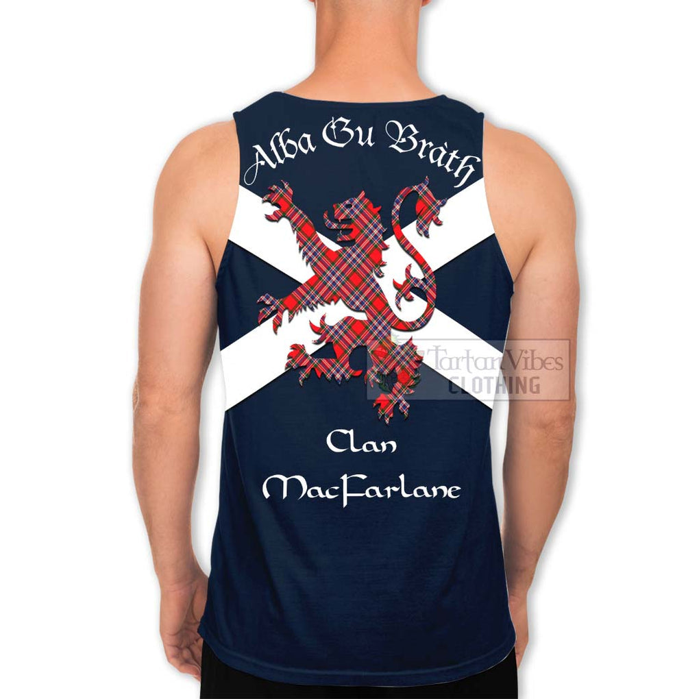 Tartan Vibes Clothing MacFarlane (McFarlane) Tartan Lion Rampant Men's Tank Top – Proudly Display Your Heritage with Alba Gu Brath and Clan Name