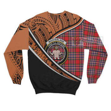 MacFarlane (McFarlane) Crest Tartan Sweatshirt with Polynesian Vibes Style - Orange Version