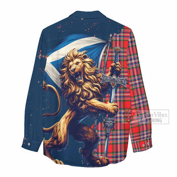 MacFarlane (McFarlane) Tartan Family Crest Women's Casual Shirt with Scottish Majestic Lion