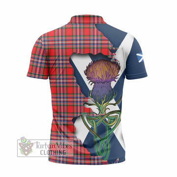 MacFarlane (McFarlane) Tartan Family Crest Zipper Polo Shirt Scottish Thistle Celtic Inspired - Tartan Vibes Clothing