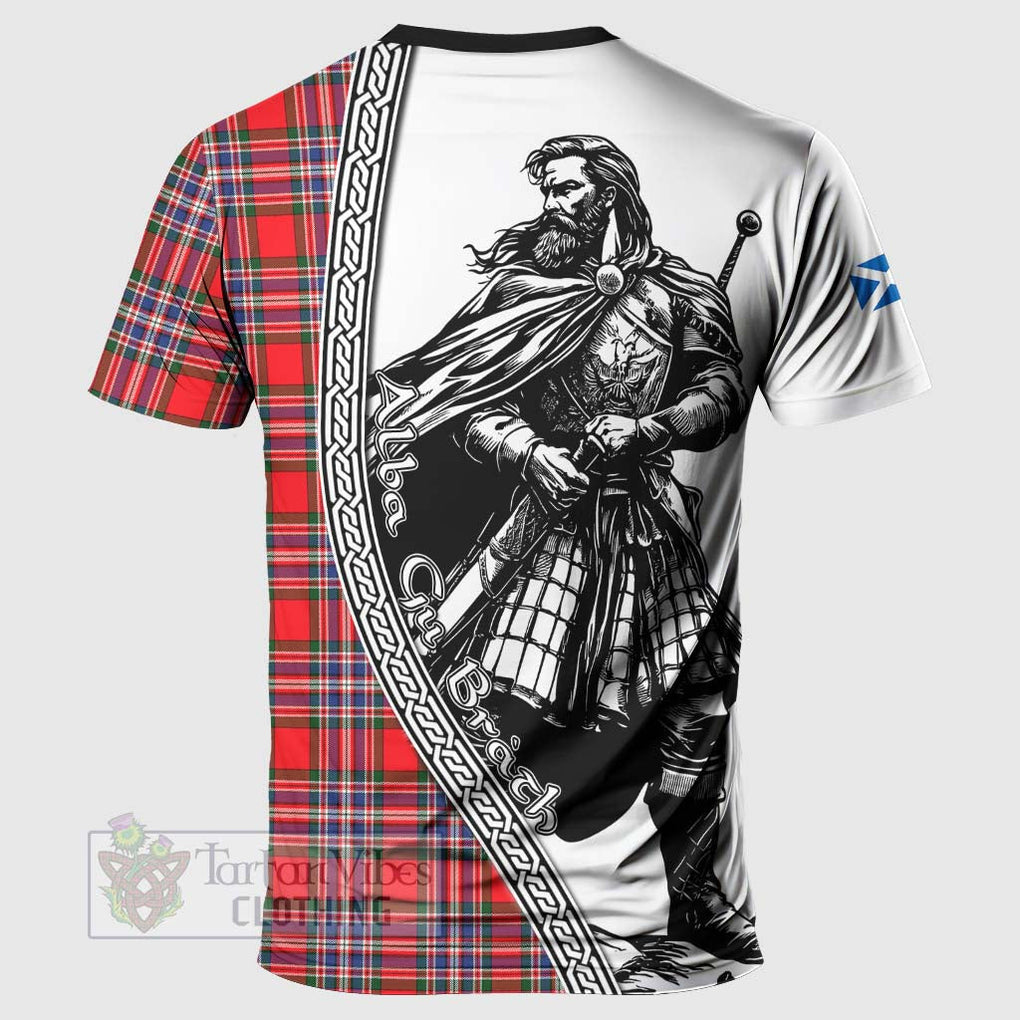 Tartan Vibes Clothing MacFarlane (McFarlane) Tartan Clan Crest T-Shirt with Highlander Warrior Celtic Style