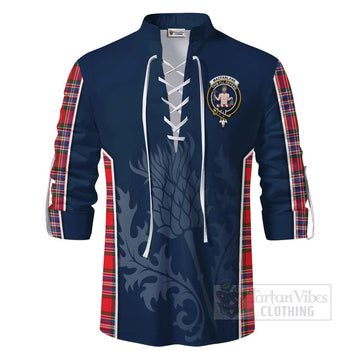 MacFarlane (McFarlane) Tartan Ghillie Kilt Shirt with Family Crest and Scottish Thistle Vibes Sport Style