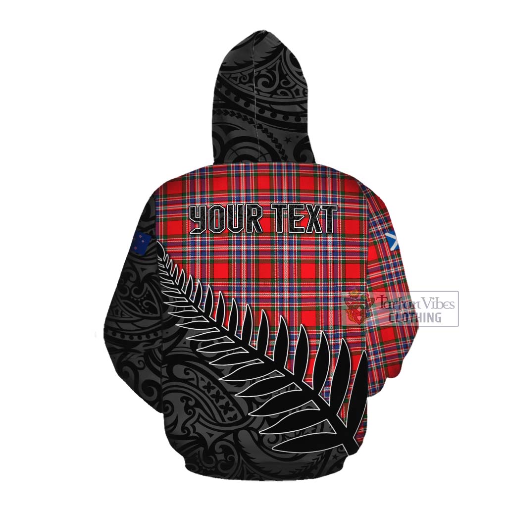 Tartan Vibes Clothing MacFarlane (McFarlane) Crest Tartan Cotton Hoodie with New Zealand Silver Fern Half Style