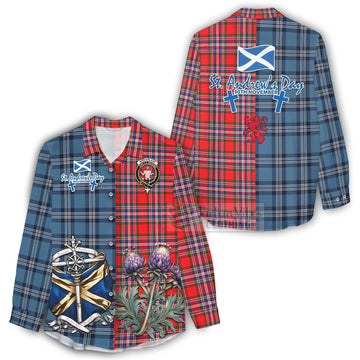 MacFarlane (McFarlane) Tartan Women's Casual Shirt Happy St. Andrew's Day Half Tartan Style