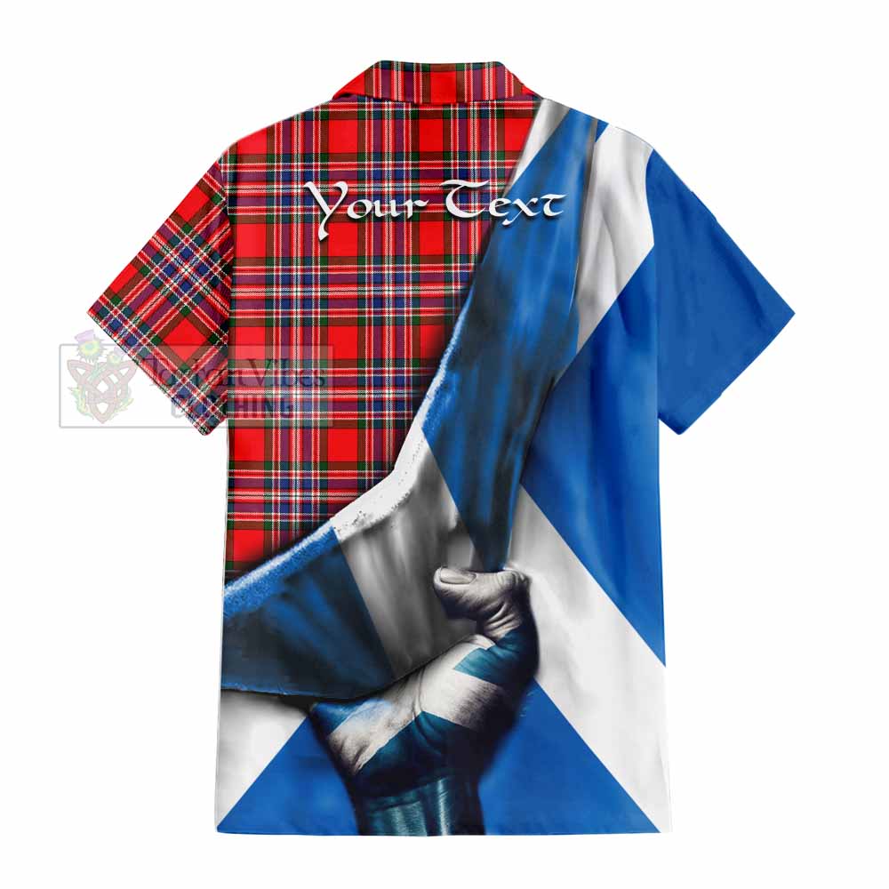 Tartan Vibes Clothing MacFarlane (McFarlane) Tartan Short Sleeve Button Shirt with Family Crest Scotland Patriotic Style