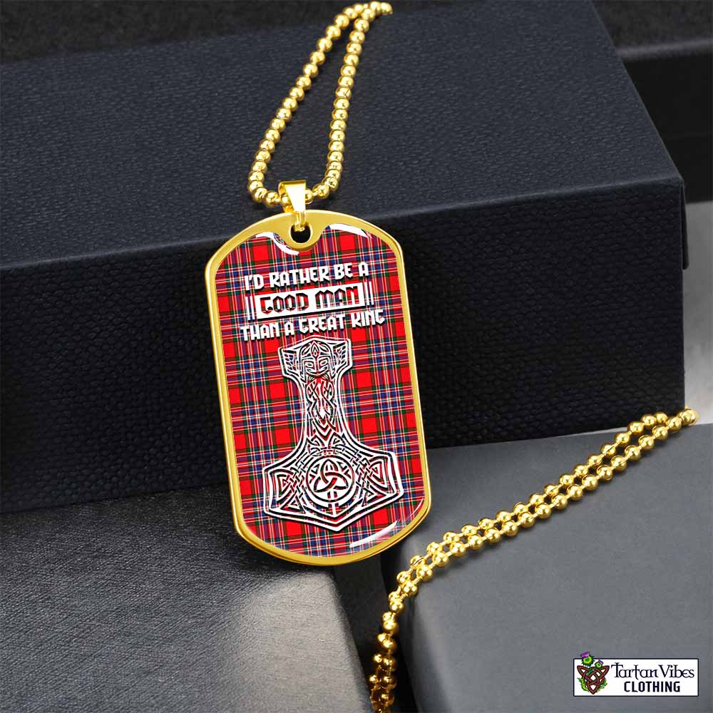 Tartan Vibes Clothing MacFarlane (McFarlane) Tartan Dog Tag Necklace Viking Mjolnir Style