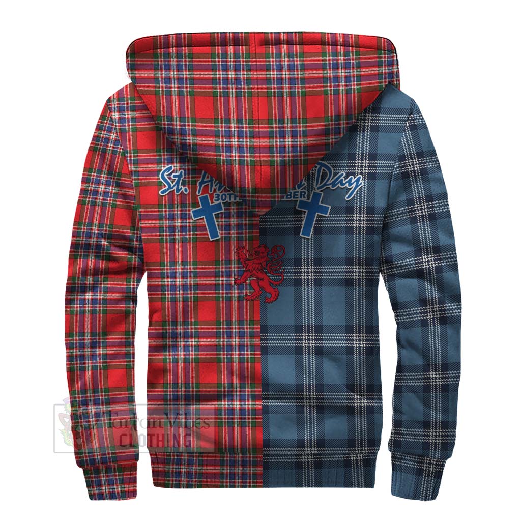 Tartan Vibes Clothing MacFarlane (McFarlane) Tartan Sherpa Hoodie Happy St. Andrew's Day Half Tartan Style