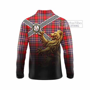 MacFarlane (McFarlane) Crest Tartan Long Sleeve Polo Shirt with Golden Lion Emblem Celtic Style - Tartan Vibes Clothing