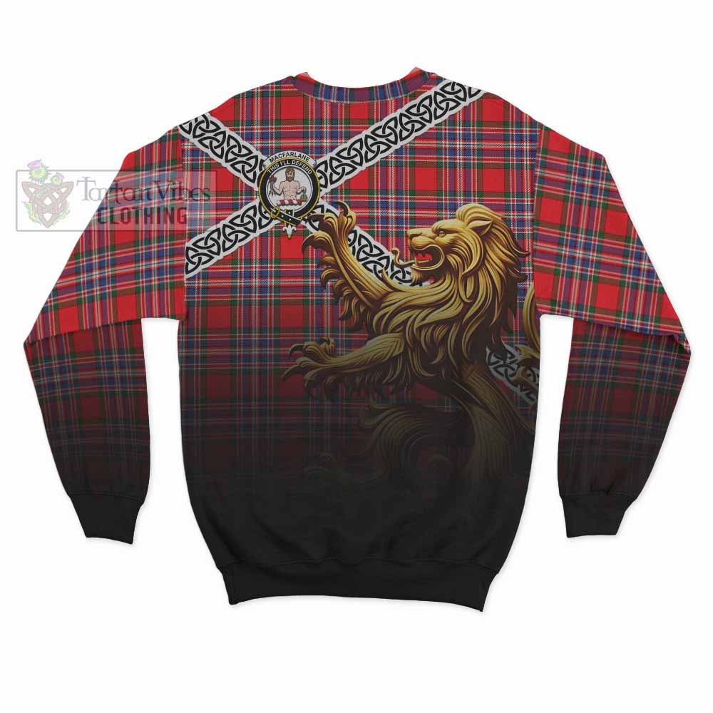 MacFarlane (McFarlane) Crest Tartan Sweatshirt with Golden Lion Emblem Celtic Style - Tartan Vibes Clothing