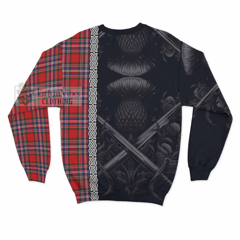 Tartan Vibes Clothing MacFarlane (McFarlane) Tartan Sweatshirt with Family Crest Cross Sword Thistle Celtic Vibes