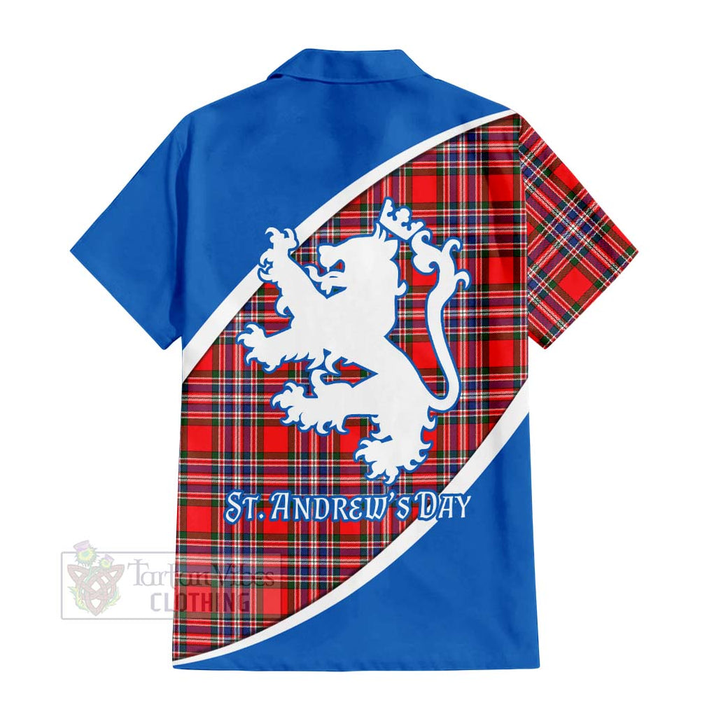 Tartan Vibes Clothing MacFarlane (McFarlane) Family Crest Tartan Short Sleeve Button Shirt Celebrate Saint Andrew's Day in Style