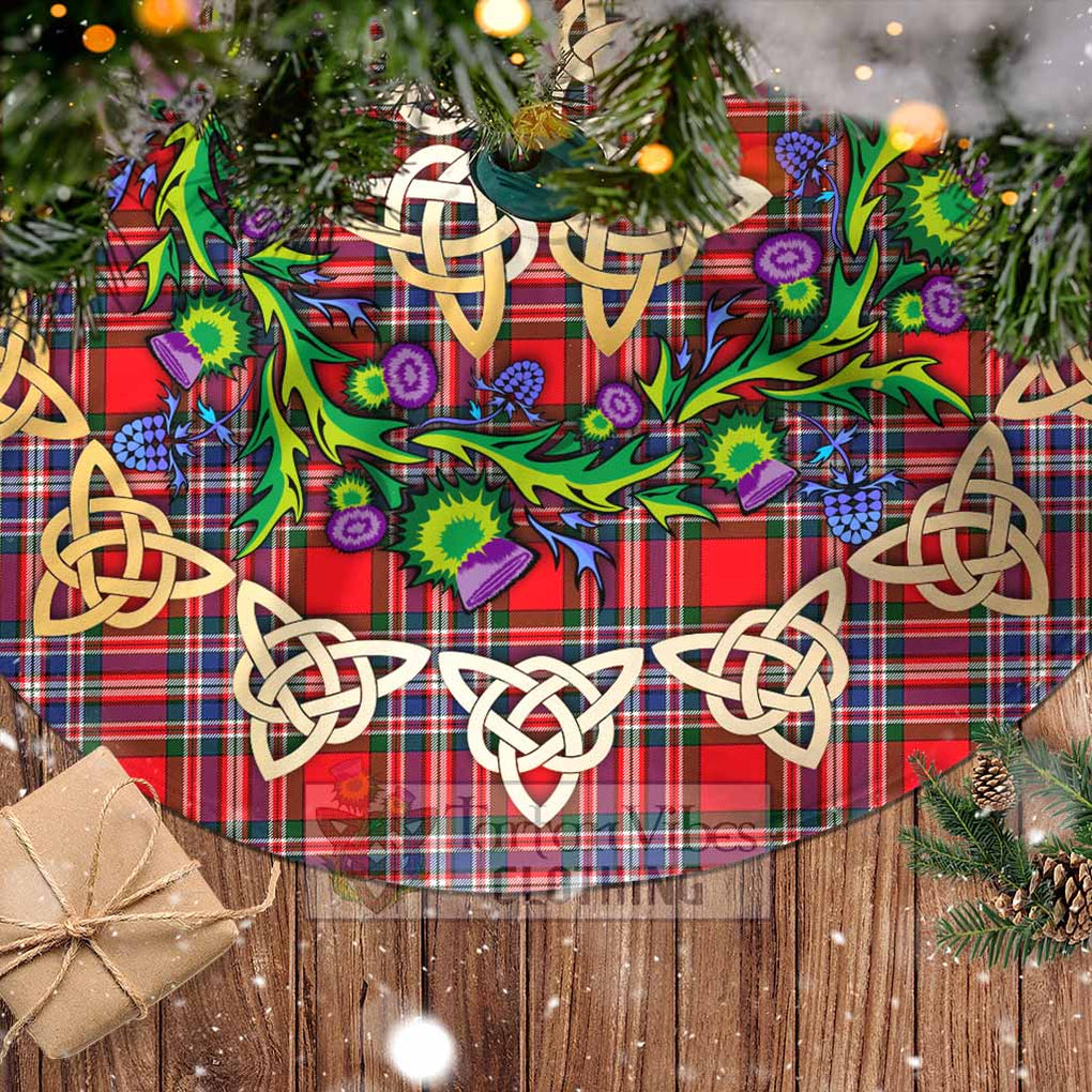 Tartan Vibes Clothing MacFarlane (McFarlane) Tartan Christmas Tree Skirt with Thistle Celtic Knot Style