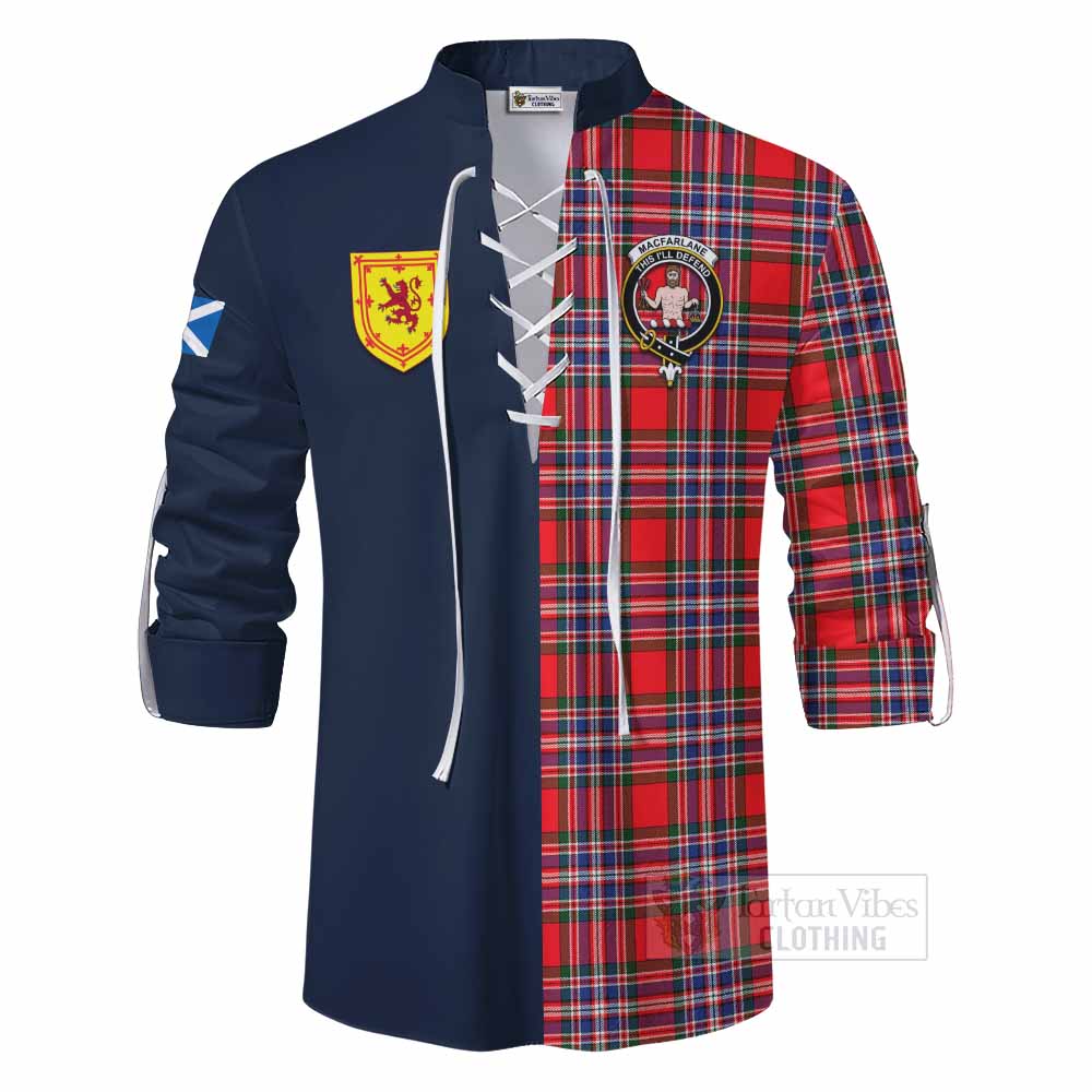 MacFarlane (McFarlane) Tartan Ghillie Kilt Shirt Alba with Scottish Lion Royal Arm Half Style