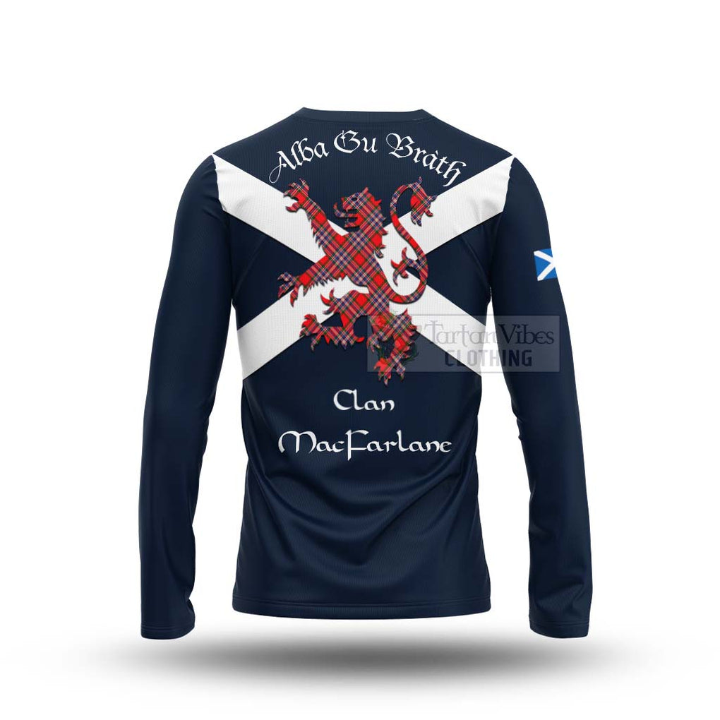 Tartan Vibes Clothing MacFarlane (McFarlane) Tartan Lion Rampant Long Sleeve T-Shirt – Proudly Display Your Heritage with Alba Gu Brath and Clan Name