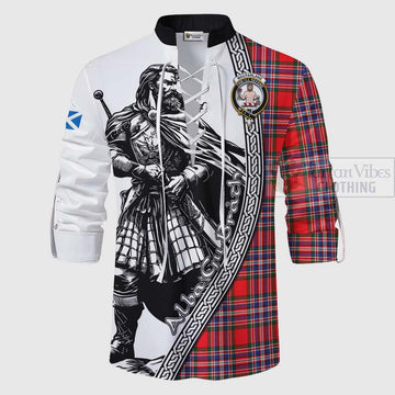 MacFarlane (McFarlane) Tartan Clan Crest Ghillie Kilt Shirt with Highlander Warrior Celtic Style