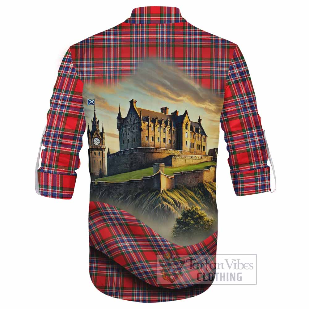 MacFarlane (McFarlane) Tartan Family Crest Ghillie Kilt Shirt with Scottish Ancient Castle Style - Tartan Vibes Clothing