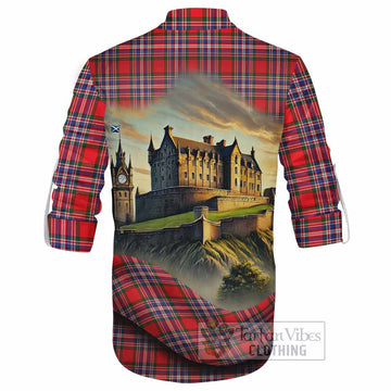 MacFarlane (McFarlane) Tartan Family Crest Ghillie Kilt Shirt with Scottish Ancient Castle Style - Tartan Vibes Clothing
