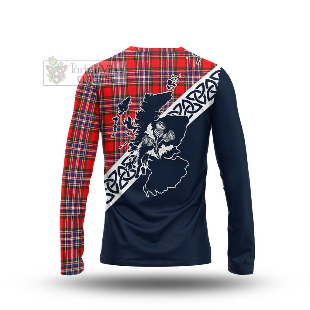 Tartan Vibes Clothing MacFarlane (McFarlane) Tartan Long Sleeve T-Shirt Featuring Thistle and Scotland Map