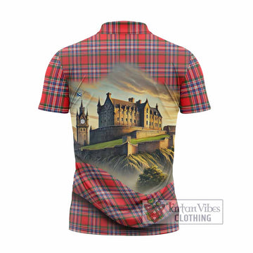 MacFarlane (McFarlane) Tartan Family Crest Zipper Polo Shirt with Scottish Ancient Castle Style - Tartan Vibes Clothing