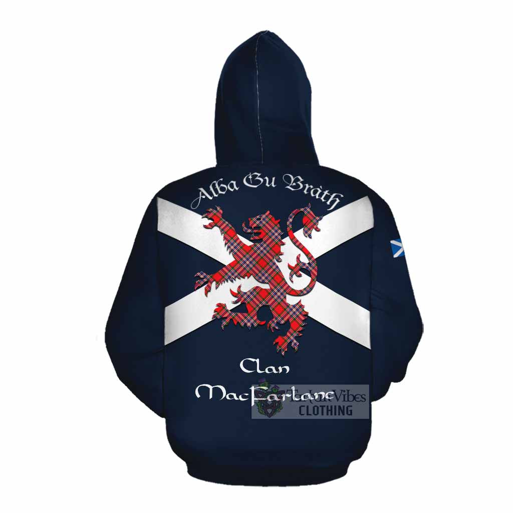 Tartan Vibes Clothing MacFarlane (McFarlane) Tartan Lion Rampant Cotton Hoodie Proudly Display Your Heritage with Alba Gu Brath and Clan Name