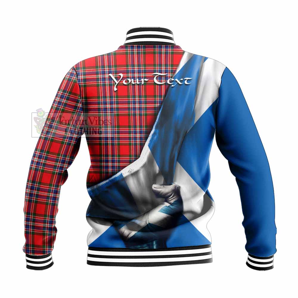 Tartan Vibes Clothing MacFarlane (McFarlane) Tartan Baseball Jacket with Family Crest Scotland Patriotic Style