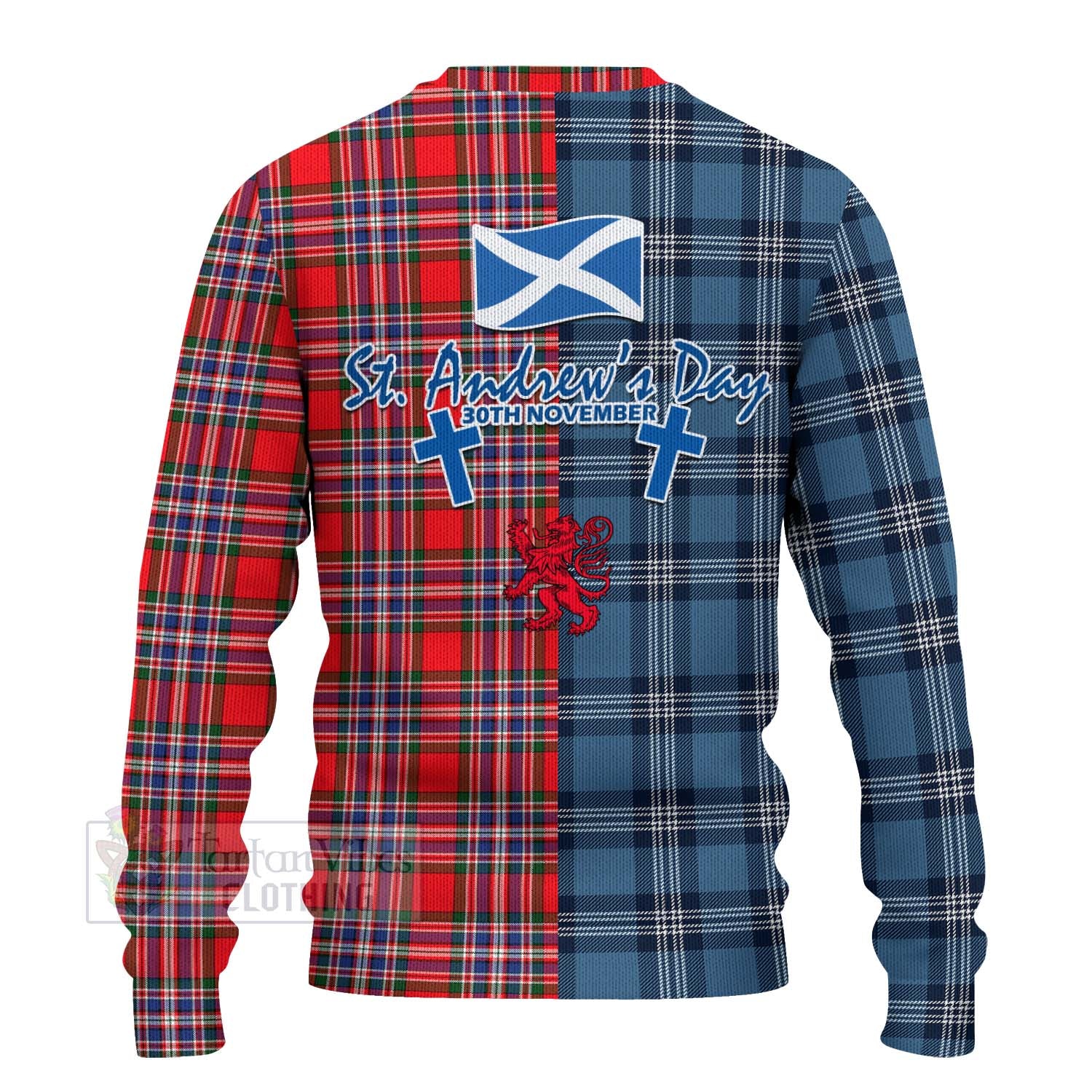 Tartan Vibes Clothing MacFarlane (McFarlane) Tartan Knitted Sweater Happy St. Andrew's Day Half Tartan Style