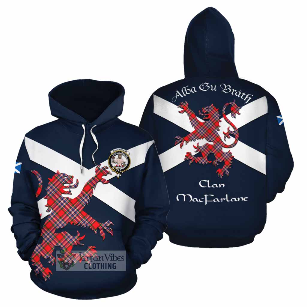 Tartan Vibes Clothing MacFarlane (McFarlane) Tartan Lion Rampant Cotton Hoodie Proudly Display Your Heritage with Alba Gu Brath and Clan Name