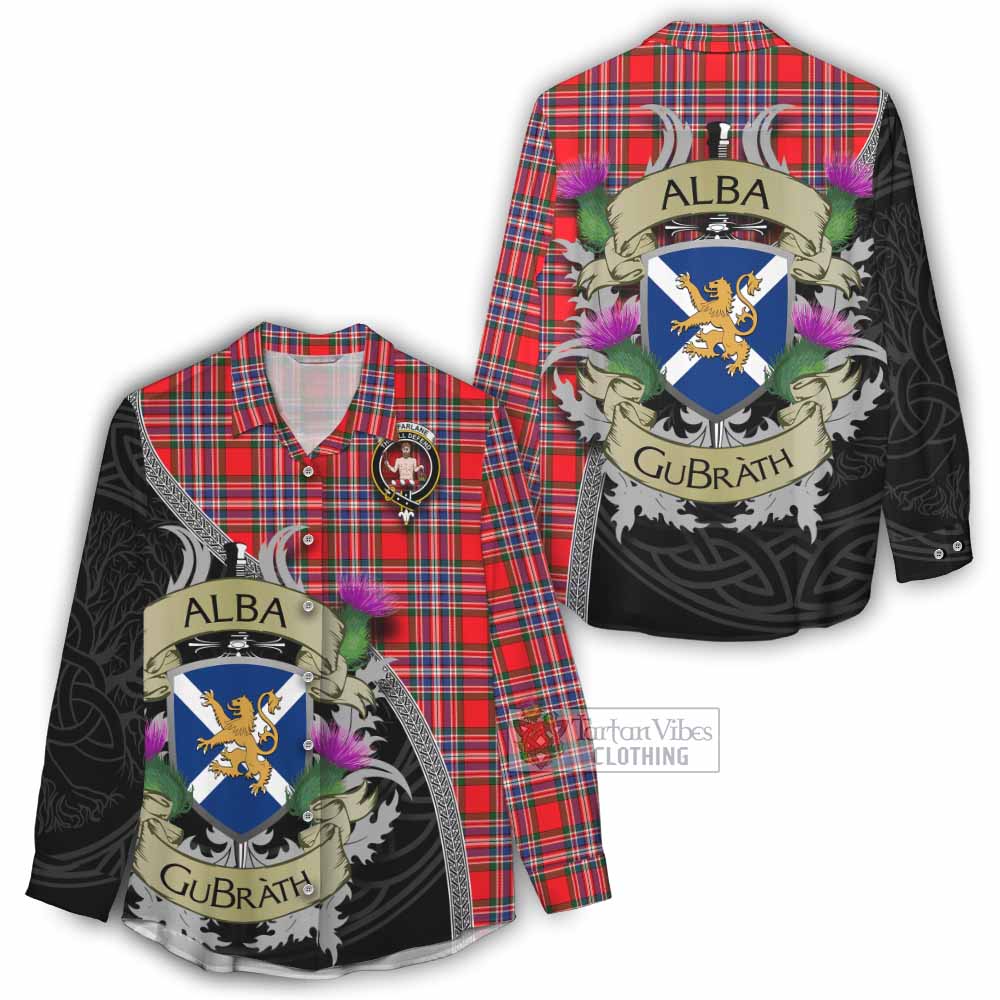 MacFarlane (McFarlane) Tartan Family Crest Women's Casual Shirt Lion Rampant Royal Thistle Shield Celtic Inspired - Tartan Vibes Clothing