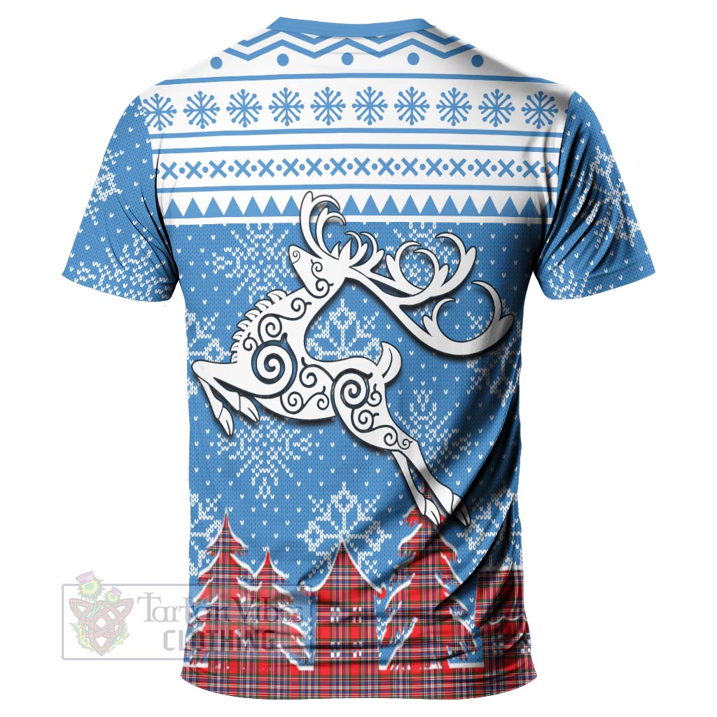 Tartan Vibes Clothing MacFarlane (McFarlane) Clan Christmas T-Shirt Celtic Reindeer Style