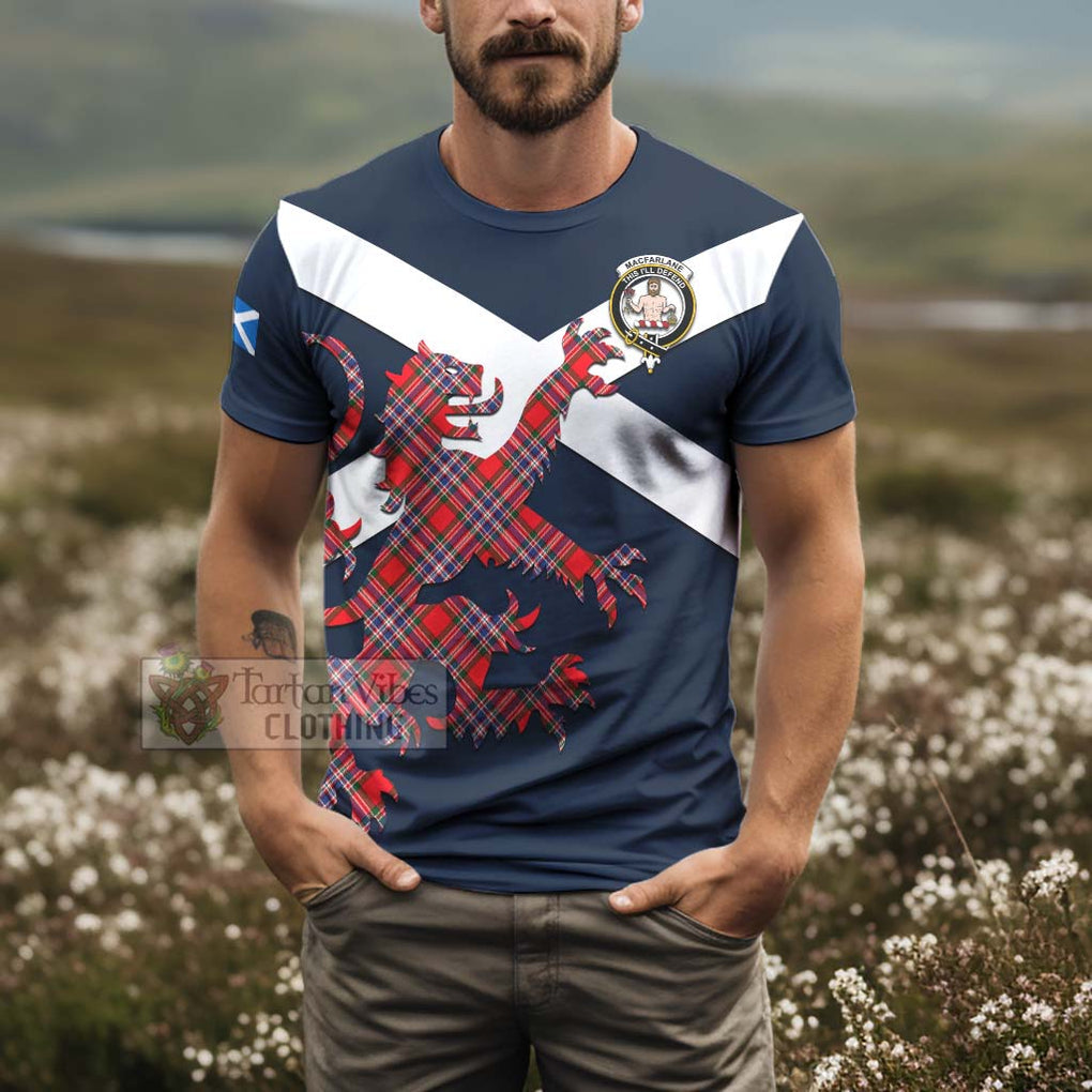 Tartan Vibes Clothing MacFarlane (McFarlane) Tartan Lion Rampant T-Shirt – Proudly Display Your Heritage with Alba Gu Brath and Clan Name